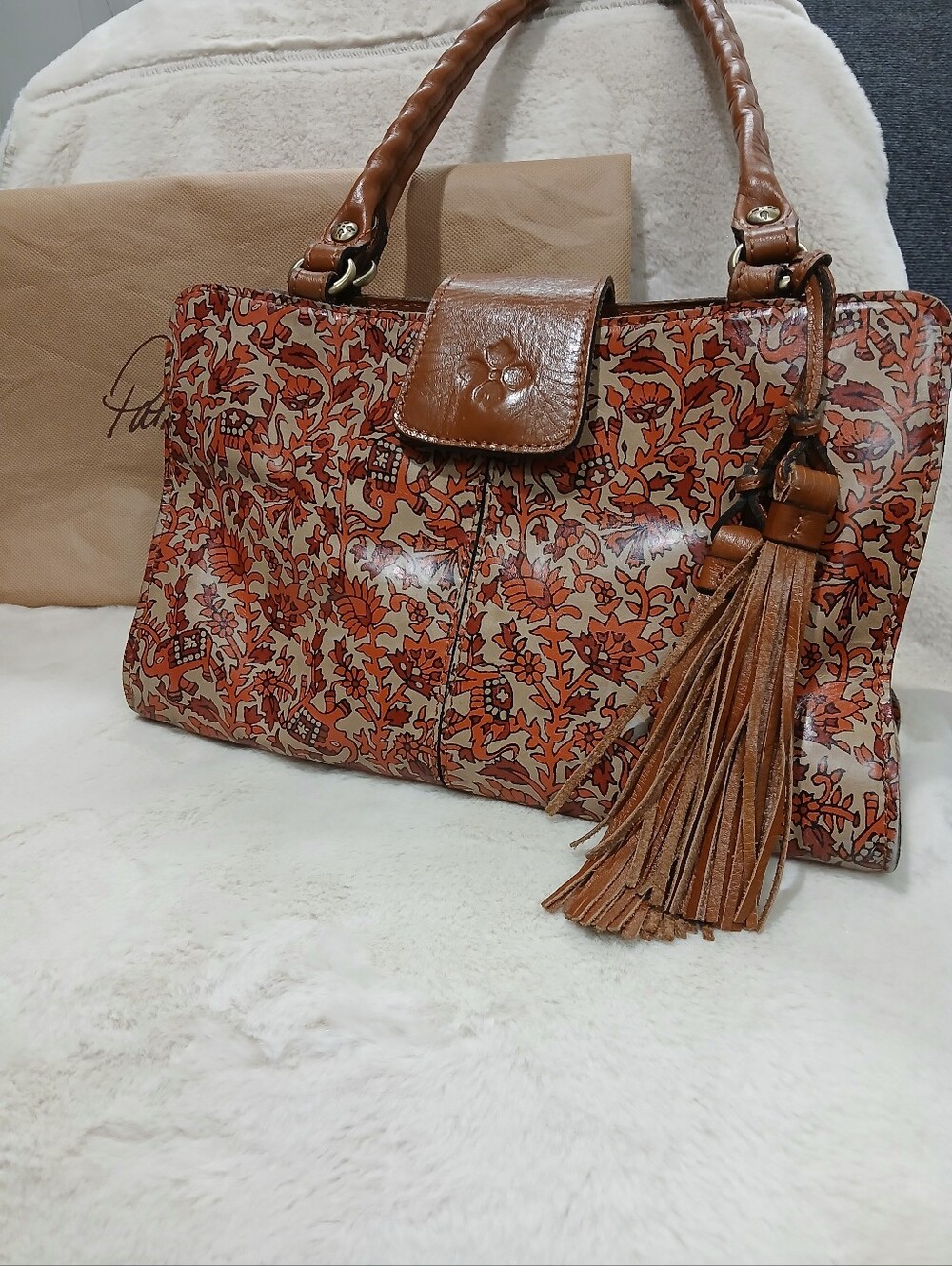 Patrica Nash Poppy Leather Boho India Print Shoulder Bad with Dustbag - Picture 1 of 16